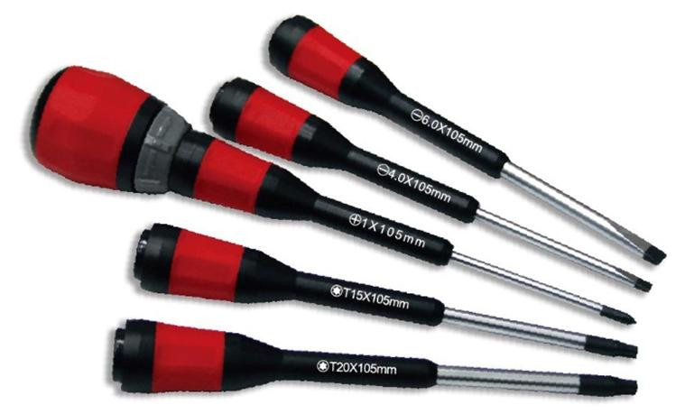 EXCHANGABLE RATCHETING SCREWDRIVER SET