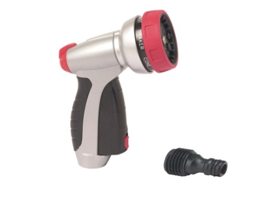 7-PATTERN PUSH-BUTTON NOZZLE WITH TRIGGER LOCK  AND WATER FLOW CONTROL KNOB(METAL VERSION)