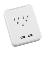 USB CHARGER WITH 2 AC OUTLETS